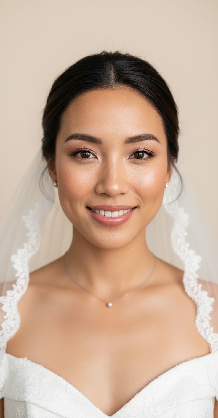 After Bridal Updo With Veil